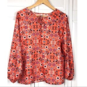 BOHO Floral Top l TANGERINE PEASANT BLOUSE l 0757